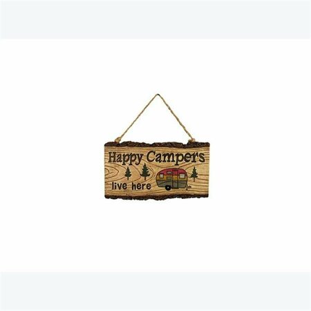 YOUNGS Resin Faux Wood Happy Camper Plaque 20731